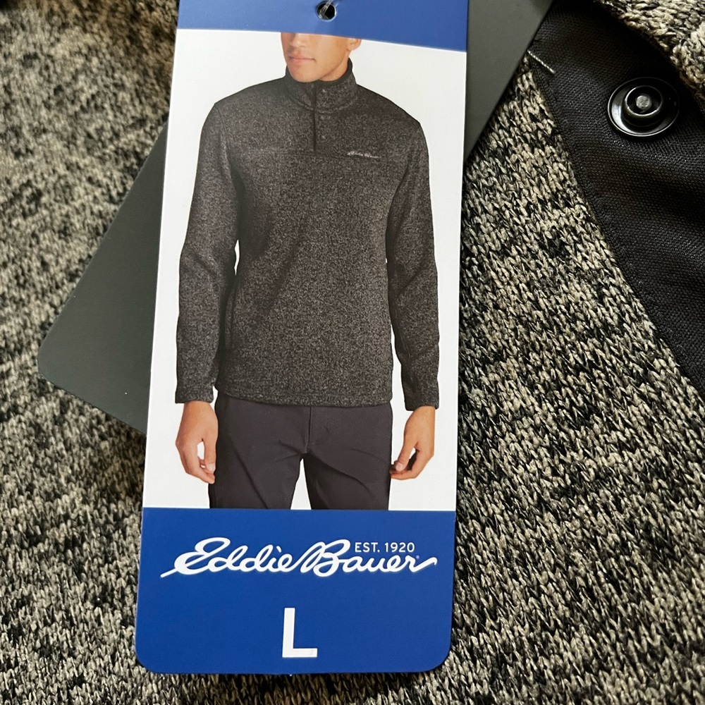 Eddie Bauer Men’s Snap Placket Radiator Fleece Pullover, Light Grey Heather